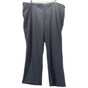 Oscar De La Renta Mens Gray Dress Pants 48x30 Straight Wool Pleated Mid Rise
